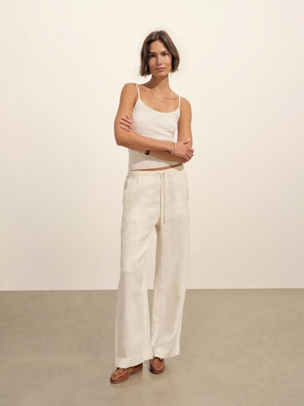 Buck Mason Crosshatch Linen Easy Pant - Seashell, Medium